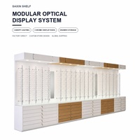 Présentoir de Magasin de Détail pour Lunettes de Soleil et Smartphones en Verre Personnalisé de Haute Qualité avec Éclairage LED et Finition Stratifiée