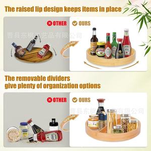 Wooden Round Spice <b>Storage</b> <b>Tray</b> 4 7 Compartments Unfinished Solid Wood Seasoning Organizer For Kitchen Tabletop Use - Product Image 4
