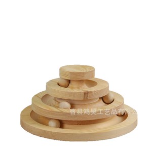 Juguete para Gatos de Madera Maciza de 4 Niveles, Color Natural, Set de Entretenimiento con Bolas para Gatos de Interior - Product Image 1