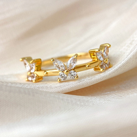 Anillos de Moda con Circonita Cúbica Brillante, Joyería Chapada en Oro, Anillo de Corazón para Mujer, Uso Diario