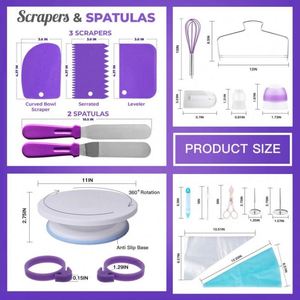 Juego de 137 Piezas de Utensilios para Hornear para Principiantes y Adultos, Herramientas para Repostería Hechas a Mano, Accesorios para Hornear, Juego de Platos Giratorios para Decoración de Pasteles - Product Image 3