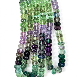 Piedras Preciosas Sueltas de Fluorita Natural en Forma de Malon, 17 Pulgadas, Tamaño 8-10mm, para la Fabricación de Joyería - Product Image 1