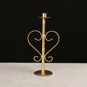 Wholesale custom gold simple vintage Christmas metal multi-head candlestick wedding party table centerpiece decoration