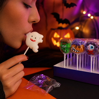 Sucettes monstres d'Halloween Halal à succès : Frankenstein effrayant et fantôme, bonbons durs 20g, parfaits pour les décorations de fête d'Halloween