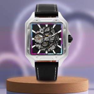 Herren Mechanische Uhren mit Skelett-Zifferblatt und Chinesischem Automatikwerk Wasserdicht mit Echtleder-/Silikonarmband - Product Image 5