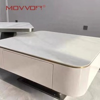 Meja kopi emas mewah, 900mm 600mm bentuk persegi pola marmer multifungsi meja Pusat batu Sintered ruang tamu