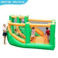 Château gonflable pour enfants Doctor Dolphin, en tissu Oxford, avec toboggan gonflable, facile à installer, pour une utilisation à domicile
