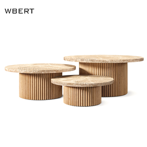 Wbert hiện đại sang trọng sồi và Đá Cẩm Thạch Bàn cà phê mulholland plinth thiết kế cho ăn uống nhà khách sạn biệt thự phong cách Mỹ - Product Image 3