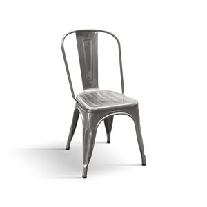 Set di 4 sedie in metallo con schienale grigio, stile industriale per interni - Product Image 1