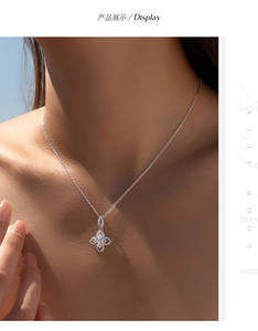 Conjunto de collar y pulsera con colgante de trébol de cuatro hojas en plata de ley 925 con circonitas, joyería delicada y de la suerte para mujer. - Product Image 6