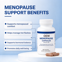 Capsules pour la ménopause, 60 unités, complément alimentaire, OEM ODM, marque privée, formule personnalisée pour femmes, usage quotidien