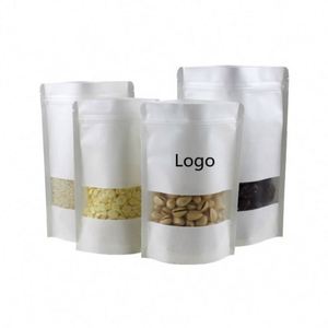 Bolsa de Papel Kraft Blanca con Cierre Zip, Reutilizable, Autoportante, para Té, con Logotipo Personalizado, Paquete Promocional al por Mayor - Product Image 1