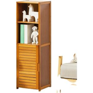 Master Craftsman Bamboo Bookshelf 40cm Wide With Doors Space Saving Floor Standing <b>Bookcase</b> For <b>Small</b> Spaces - Product Image 2