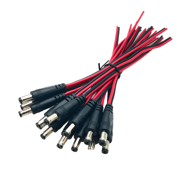 DC Power Pigtail Cable 12V 5.5mm X 2.1mm Male Female Barrel Connector Wire Cord for CCTV Security Camera LED Strip DVR DIY