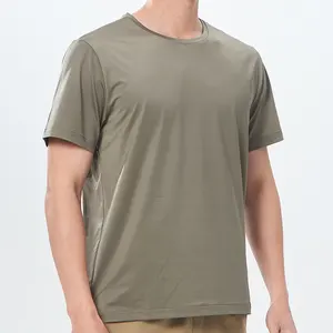 Fitness Tee Shirt Men Short Sleeve Casual Elastic Gym Shirts Quick Dry Plain Sport T Shirt Custom Logo