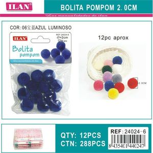 Pompon en laine Ilan 2 cm bleu royal brillant pour la décoration artisanale - Product Image 1