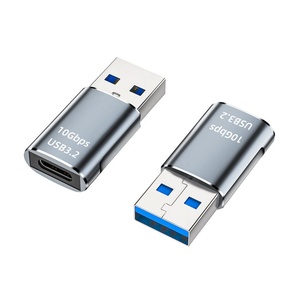 Adaptateur USB3.2 GEN2 10 Gbps <span class=keywords><strong>USB</strong></span> C Femelle vers <span class=keywords><strong>USB</strong></span> Mâle Type C vers <span class=keywords><strong>USB</strong></span> A Câble de Chargeur Convertisseur 3A 2A Charge Rapide Aluminium Gris - Product Image 1