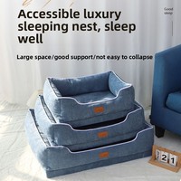 Lit pour chien en chenille de qualité supérieure, canapé orthopédique pour animaux de compagnie, housse amovible et lavable, canapé rectangulaire de luxe pour chien