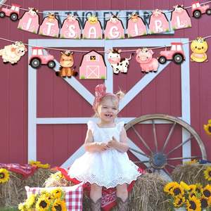 Decoraciones <span class=keywords><strong>de</strong></span> Baby Shower <span class=keywords><strong>de</strong></span> animales <span class=keywords><strong>de</strong></span> granja, pancarta <span class=keywords><strong>de</strong></span> niña para decoración <span class=keywords><strong>de</strong></span> fiesta <span class=keywords><strong>de</strong></span> corral, guirnalda temática <span class=keywords><strong>de</strong></span> Baby Shower, pancarta <span class=keywords><strong>de</strong></span> fiesta rosa - Product Image 4