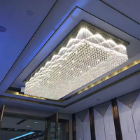 Lustre en cristal de grand plafond rectangulaire fait sur commande lustre de luxe de lumière pendante d'hôtel