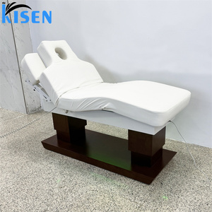 Kisen High Tech 4 Motor Electric Beauty <b>Bed</b> With Wood Base Lash Chair LED Lighting Adjustable Armrests Massage Table Salon <b>Bed</b> - Product Image 6