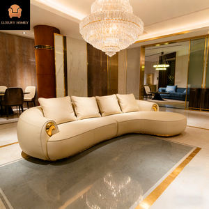 Sofá de Lujo Moderno para Sala de Estar, Diseño de Alta Gama, Base de Latón, Forma de L, Tapizado en Cuero - Product Image 4
