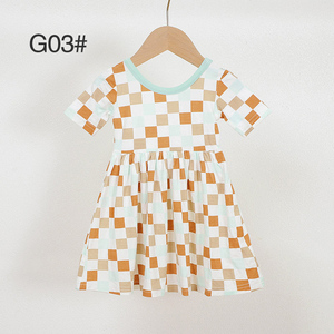 ชุดเดรสเด็กผู้หญิงลายตารางหมากรุก แขนสั้น ผ้าไผ่ สำหรับฤดูร้อน ขายส่ง - Product Image 6