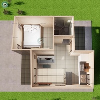 Maison conteneur modulaire meuble de 45 m², 1 lit, petite maison avec toit en pente, clé à clé en bois, maison en espagne