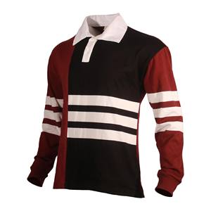 Kaus Polo katun garis kustom kaus Polo rugbi rajut lengan panjang - Product Image 2