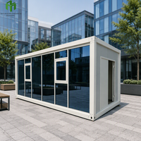 Maison conteneur modulaire en acier avec mur-rideau en verre et fenêtres, bâtiment mobile préfabriqué léger