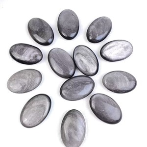 Piedra curativa espiritual de cristal natural al por mayor, piedra de <span class=keywords><strong>Palma</strong></span> de obsidiana de plata para equilibrio energético - Product Image 4