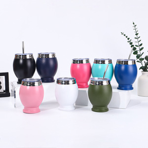 Cross Border Mate Cup Double Wall Vacuum Stainless Steel Insulated With Straw And Spoon Outdoor Portable Mini Eggshell Cup - Product Image 1