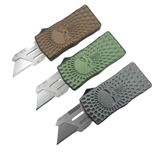 High-End CNC Alumínio <span class=keywords><strong>OTF</strong></span> Utility Knife SK-5 High Carbon Steel Blade Combat Camping Knife Skull Pattern DIY Grade OEM - Product Image 3