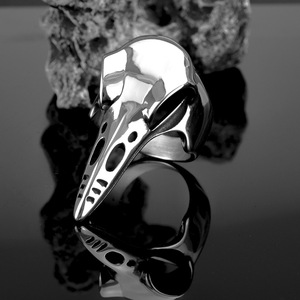 Men's Stainless Steel Raven <b>Skull</b> <b>Ring</b> Viking Style Animal Shape Hip Hop Jewelry Everyday Wear - Product Image 3