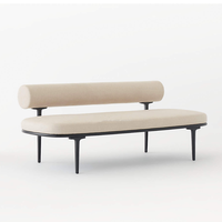 Banc en bois massif de style italien avec dossier simple, moderne, pour chambre à coucher, pied de lit, salon, usage commercial, en tissu décontracté