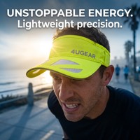 Visière de sport 4UGEAR jaune fluo en ripstop avec panneaux en maille, bordure réfléchissante, visière incurvée, respirante, pour course à pied, tennis, golf, unisexe