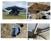WILD CLOUD Tente de Toit Étanche à la Pluie avec Auvent Latéral de Voiture D-Zip 270 Plus 360 Degrés pour le Camping avec 4 Bandes LED, Vente en Gros