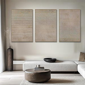Set di 3 Dipinti Astratti su Tela, Arte Minimalista 3D con Texture Wabi Sabi, Decorazione per <span class=keywords><strong>Soggiorno</strong></span> - Product Image 2