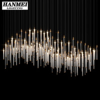 Lustre moderne suspendu en tube de verre pour escalier, lumière LED blanc chaud, hauteur réglable, pour usage hôtelier