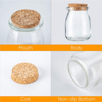 Stoples Mason Yogurt 200Ml Mini Kosong 7 Oz Kaca Kebaikan Puding dengan Tutup Gabus untuk Pernikahan Kebaikan Panci Madu