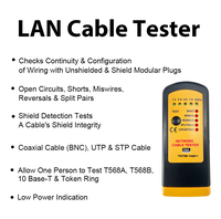 Probador de Cables de Red LAN VA6811 UTP STP BNC Coaxial para Detección de Cortocircuitos Abiertos, Conexiones Malhechas y Pares Divididos, Alcance de 200m, IP65