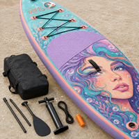 Planche de SUP gonflable tout usage avec pont d'équilibrage large, pagaie, pompe et sac à dos pour débutants, utilisation en lac, sur la plage, loisirs en plein air