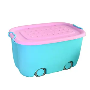 Household Plastic Storage Bins With Wheels Clothes Toys Storage Box