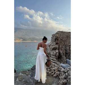 White <b>Strapless</b> <b>Swimsuit</b> Cover Ups Elegant Dress - Product Image 2