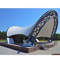 Structure de protection solaire en membrane PVDF imperméable pour extérieur, avec cadre en acier, résistance aux UV et au feu, design écologique, garantie 5 ans