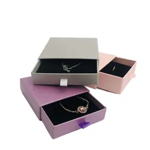 Luxury small paper drawer box custom jewelry box with gold metallic logo hard cardboard packaging