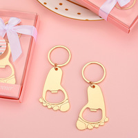 Bon Prix Nouveauté Mignon Petits Pieds Or Ouvre-Bouteille Nouveau-Né Baby Shower Souvenir Cadeaux avec Boîte Cadeau
