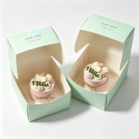 Boîte à gâteau miniature personnalisée avec logo, qualité alimentaire, fenêtre transparente, poignée, 4 compartiments, emballage en papier pliable pour pâtisserie, pour desserts