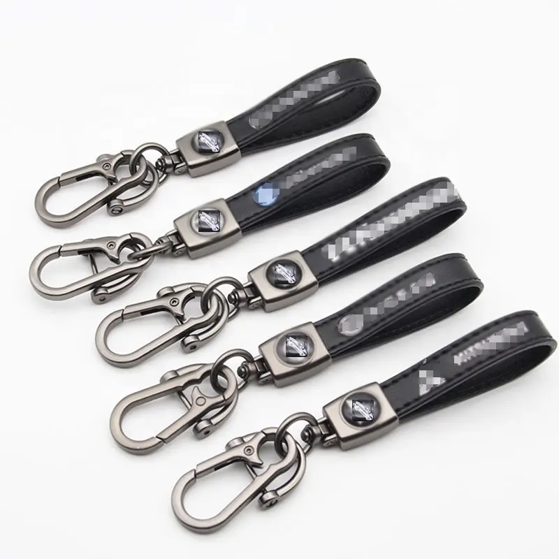Factory Custom Logo Luxury Pu Leather Car Key Chain Ring Accessories Men Women Auto Logos Keychain