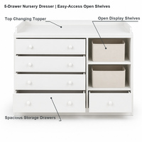 Commode à langer moderne en bois blanc à 5 tiroirs, armoire de rangement pour chambre de bébé avec protection anti-chute et kit anti-renversement pour chambre/salon